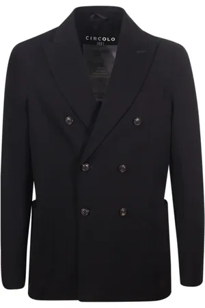 Circolo Jassen, Heren, Zwart, XS, Katoen, Zwart Peak Revers Jas