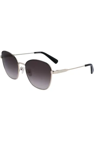 Longchamp Accessoires, Dames, Geel, ONE Size, Gele metalen zonnebril met grijze lenzen