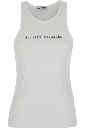 Low Classic Tops, Dames, Wit, S, Witte mouwloze top met print