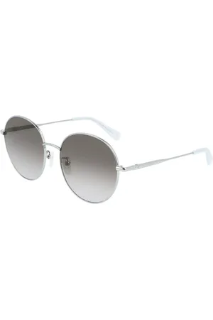 Longchamp Accessoires, Dames, Grijs, ONE Size, Blauwe Metalen Zonnebril met Grijze Lenzen