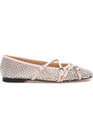 Mach & Mach Schoenen, Dames, , 37 1/2 EU, Leer, Kristal Mesh Ballerina Schoenen