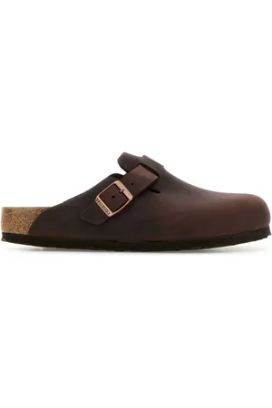 Birkenstock Schoenen, Heren, Bruin, 44 EU, Leer, Bruin lederen Boston pantoffels