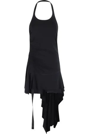 Helmut Lang Kleedjes, Dames, Zwart, M, Zwarte Wind Halter Asymmetrische Jurk