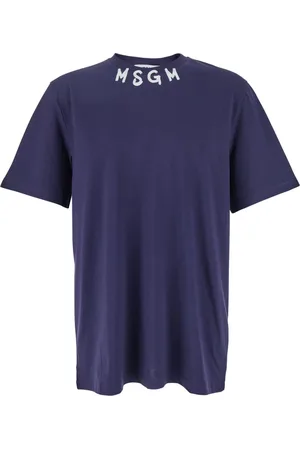 Msgm Tops, Heren, Blauw, S, Katoen, Blauw Crewneck T-shirt met Logo
