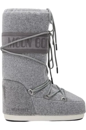 Moon Boot Schoenen, Dames, Grijs, 39 EU, Leer, Vilten Winterlaarzen