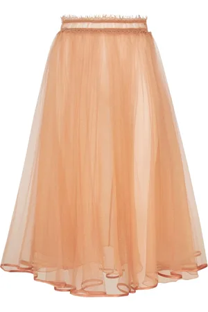 Elisabetta Franchi Rokken, Dames, , L, Tule, Roze Gouden Tule Rok Hoge Taille