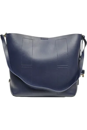Hogan Tassen, Dames, Blauw, ONE Size, Leer, Blauwe Hobo Tas met H-stiksels