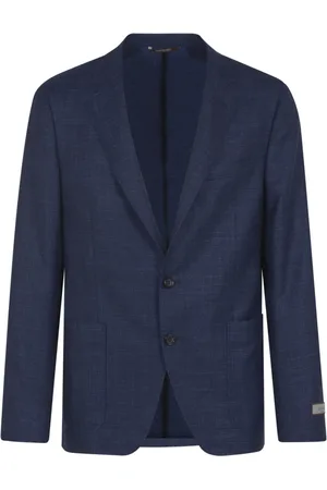 CANALI Jassen, Heren, Blauw, XL, Wol, Blauwe Jasjes met Voering
