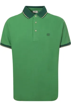 Etro Tops, Heren, Groen, XL, Katoen, Groene Polo Shirt Effen Kleur Katoen