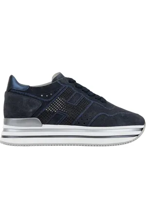 Hogan Schoenen, Dames, Blauw, 35 EU, Leer, Suede Veterschoenen Sneakers