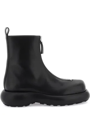 Jil Sander Schoenen, Dames, Zwart, 38 EU, Leer, Leren enkellaarzen met rits