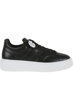 Hogan Schoenen, Heren, Zwart, 43 EU, Leer, Zwarte Sneakers met H-strepen
