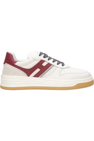 Hogan Schoenen, Dames, Rood, 38 EU, Suède, Leren Sneakers met Suède Details