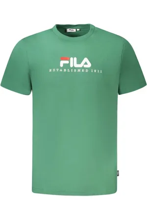 Fila Tops, Heren, Groen, 2Xl, Katoen, Geborduurd Logo Crew Neck T-Shirt
