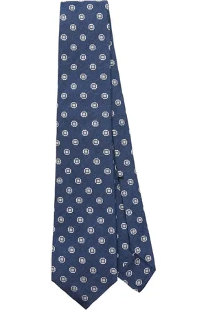 BARBA Accessoires, Heren, Blauw, ONE Size, Blauwe Zijden Jacquard Diamant Stropdas
