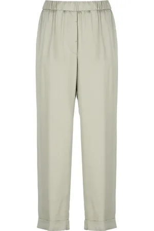 PESERICO SIGN Broeken, Dames, Groen, M, Groene viscose broek met elastische taille