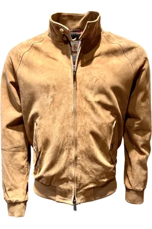 Baracuta Jassen, Heren, Bruin, 2Xl, Suède, Velours Leren Harrington Jas Tabaksbruin