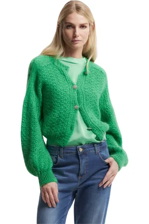 Kocca Truien, Dames, Groen, L, Wol, Charmant gebreid vest met pofmouwen