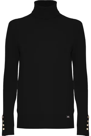 Kocca Truien, Dames, Zwart, XS, Wol, Gebreide Polo Trui met Metalen Knopen