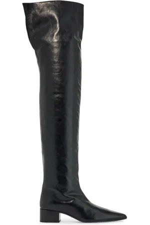 Khaite Schoenen, Dames, Zwart, 39 EU, Leer, Glanzend leren dijlaarzen