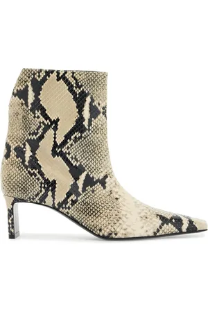 Khaite Schoenen, Dames, Grijs, 36 EU, Leer, Python Leren Enkellaarsjes