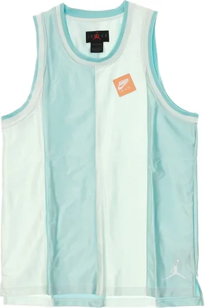 Jordan Tops, Heren, Groen, L, Polyester, Basketball Tanktop met Asymmetrische Zoom