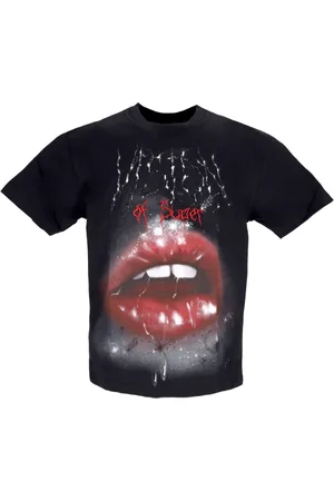 Vision Of Super Tops, Heren, Zwart, L, Katoen, Rock Mouth Print Zwart T-shirt