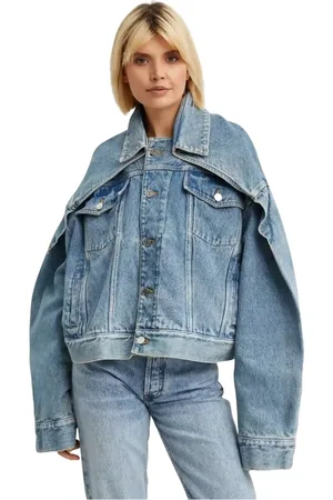 Jean Paul Gaultier Jassen, Dames, Blauw, S, Denim, Blauwe Oversized Denim Jack met Revers