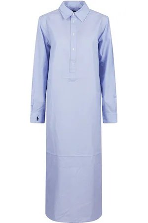Ralph Lauren Kleedjes, Dames, Blauw, L, Katoen, Klassieke Blauwe Jurk voor Vrouwen