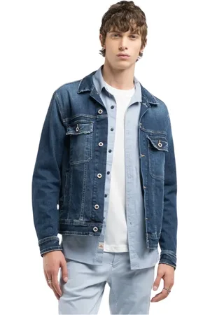 Replay Jassen, Heren, Blauw, XL, Denim, Blauwe Jassen voor Mannen