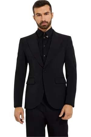 Dolce & Gabbana Jassen, Heren, Zwart, L, Leer, Zwarte single-breasted blazer