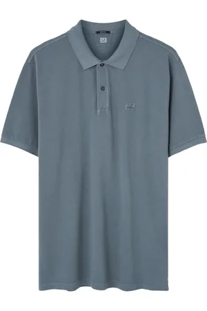 C.P. Company Tops, Heren, Blauw, M, Geborduurd Logo Blauw Poloshirt