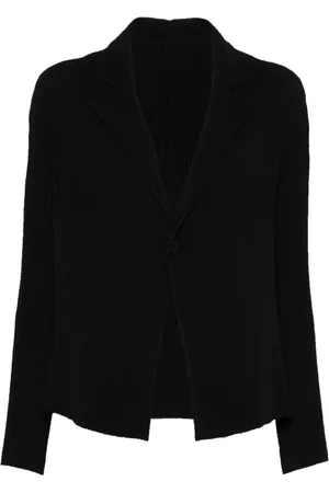 Issey Miyake Jassen, Dames, Zwart, M, Plooijas voor Stijlvolle Look