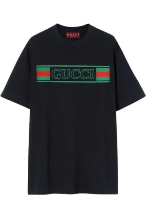 Gucci Tops, Heren, Zwart, XL, Katoen, Bedrukt Katoenen Jersey T-shirt