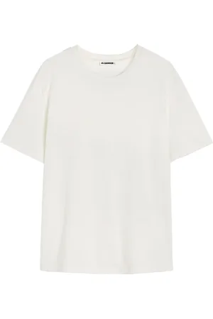Jil Sander Tops, Heren, Wit, S, Katoen, Wit Crewneck T-shirt Compact Katoen