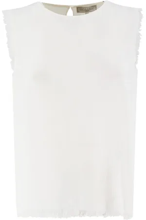 ANTONELLI Tops, Dames, Wit, S, Linnen, Linnen Top met Franjes