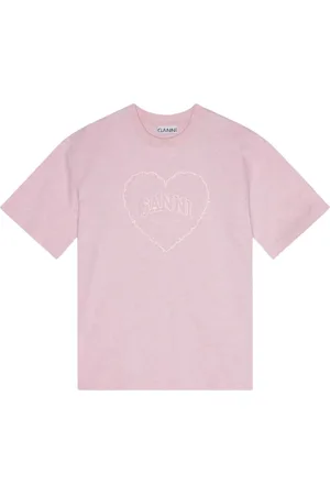 Ganni Tops, Dames, Roze, XS, Katoen, Roze Oversized Katoenen T-shirt