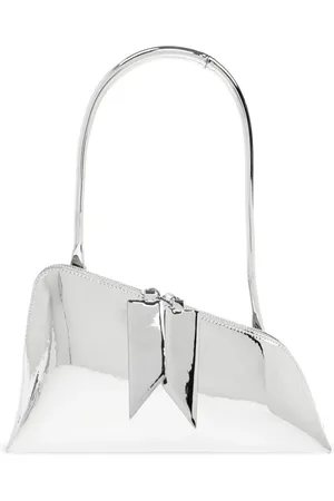 The Attico Tassen, Dames, Grijs, ONE Size, Zilveren Toon Rits Top Handtas