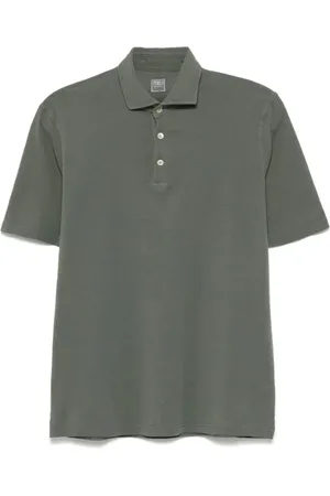FEDELI Tops, Heren, Groen, S, Groene Poloshirt met Korte Mouwen