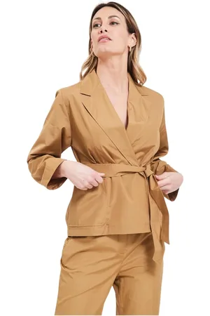 Max Mara Blouses & Shirts, Dames, Bruin, M, Crossed Jacket Aedo