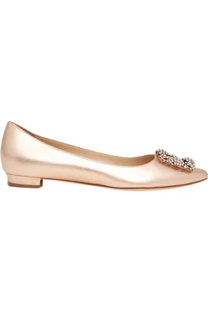 Manolo Blahnik Schoenen, Dames, Geel, 38 EU, Leer, Gouden ballerina