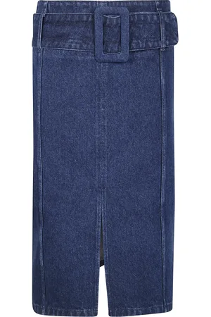Patou Rokken, Dames, Blauw, S, Midi Riem Rok