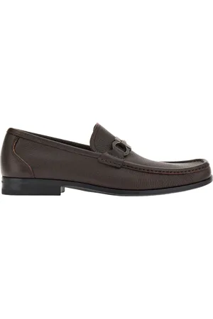 Salvatore Ferragamo Schoenen, Heren, Bruin, 40 EU, Leer, Bruine leren loafer met Gancini ornament