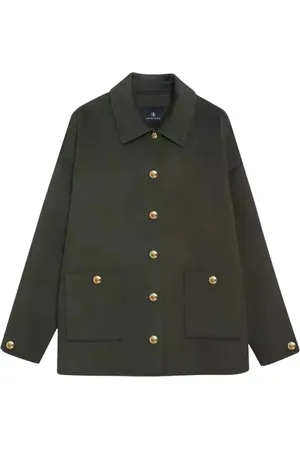 ANINE BING Jassen, Dames, Groen, M, Wol, Groene Wollen Oversized Shirtjas