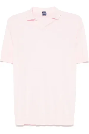 FEDELI Tops, Heren, Roze, XL, Roze V-hals T-shirts en Polos