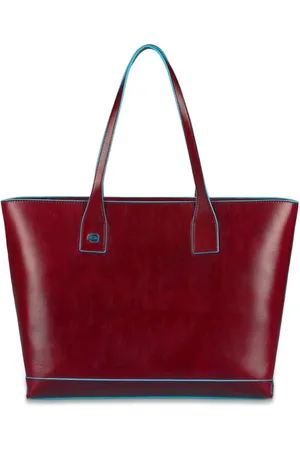 Piquadro Tassen, Dames, Rood, ONE Size, Leer, Rode Shoppingtas met i Pad Compartiment