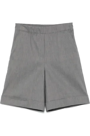 D.EXTERIOR Korte broeken, Dames, Grijs, L, Linnen, Grijze Elastische Taille Plooi Shorts