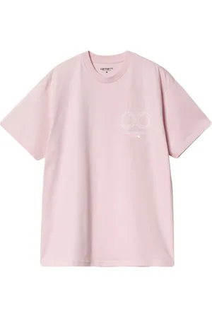 Carhartt Tops, Heren, Roze, S, Katoen, Grafische Print Katoenen T-shirt Roze