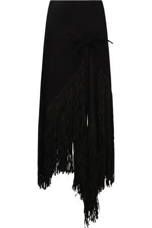 Serafini Rokken, Dames, Zwart, S, Gefranjde Asymmetrische Rok