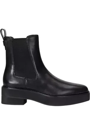 Ralph Lauren Schoenen, Dames, Zwart, 39 1/2 EU, Leer, Zwarte leren enkellaarsjes Adrianna